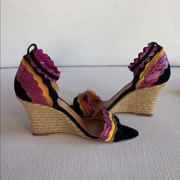 LANVIN Wedge Suede Sandals Shoes Size 39 - Picture 4 of 8